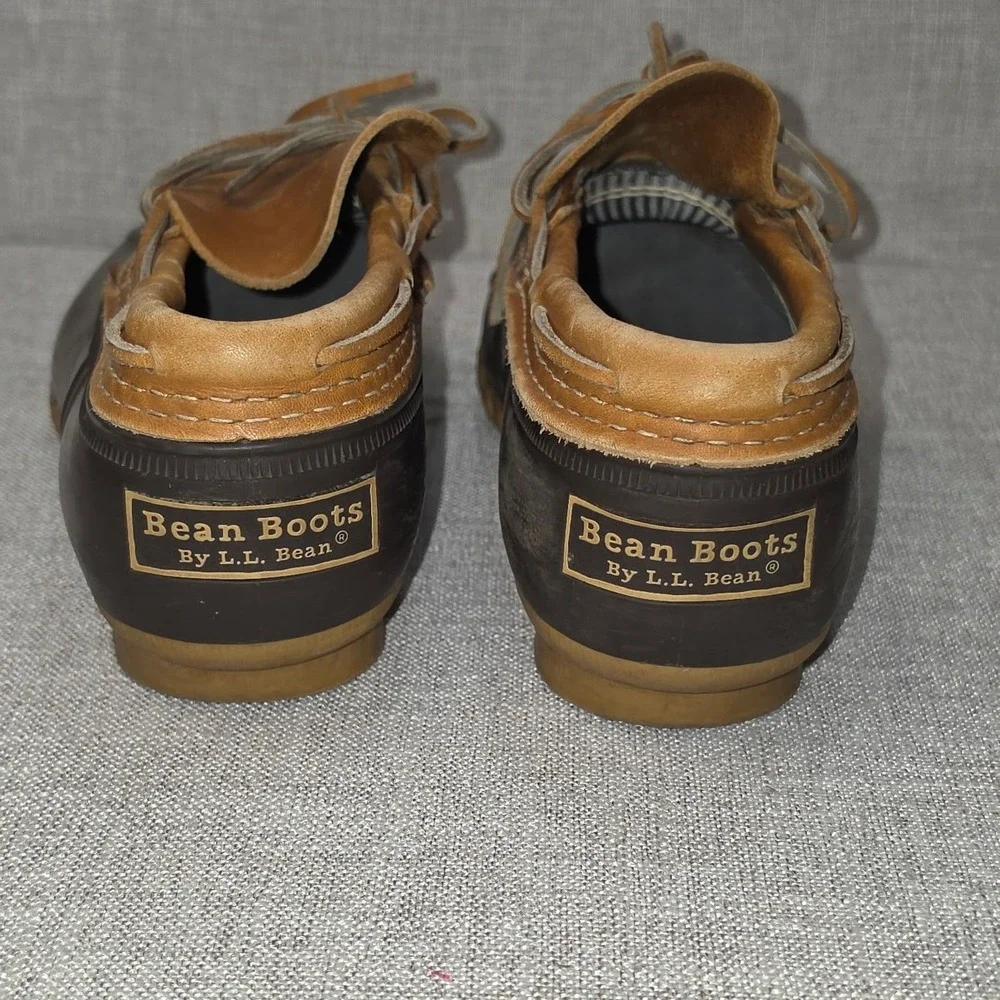 LL Bean Rubber Moc Bean Boots Brown Tan Leather Waterproof Shoes Womens 7 M